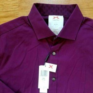 Calvin Klein Men's X Extreme NWT Slim Fit Reversible Dress Shirt Long 16/16.5 L